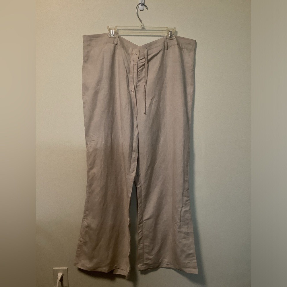 Lane Bryant Beige Linen Blend Wide Leg Trousers Pants Plus Size 22/24 NWT 287500